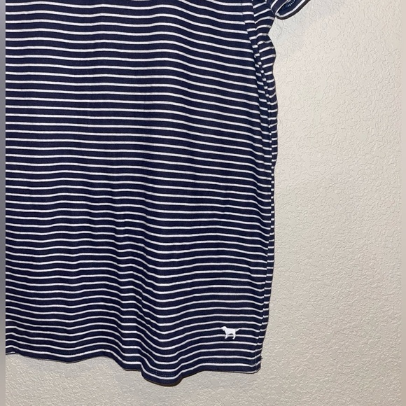 Pink Victorias Secret Navy And White Striped T Shirt Cotton Size Medium - Picture 2 of 6